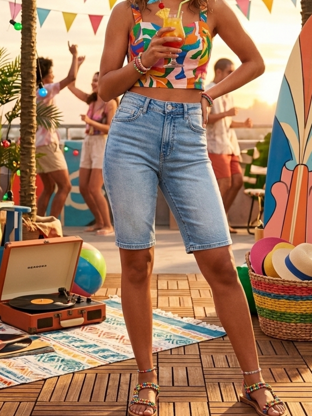 Denver Hayes Light Blue Denim Bermuda Shorts